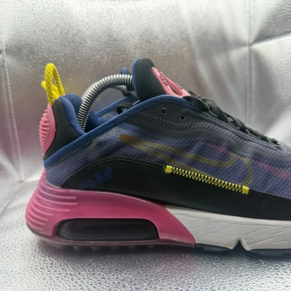 Size 8 Nike Air Max 2090 Blue Void‎ Active Fuchsia Mens Lace-Up Athletic Sneaker